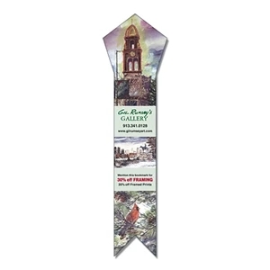 2 1/4" X 8 1/2" Pentagon Top Ribbon Shaped Bookmark/ruler. 14 Pt Laminated Plastic