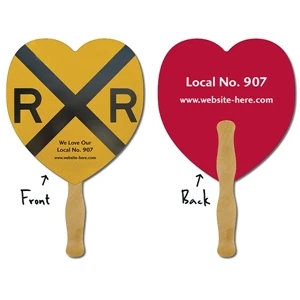 Heart - Shaped Hand Fan Made From 14 Point Laminated Paper. Keep Your Message Handy!