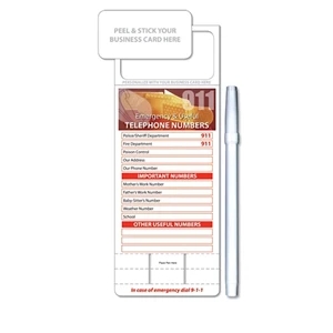 Skinny Mini (tm) - F - Emergency Numbers - Memo Board (3.5 X 9). Includes Wet Erase Pen