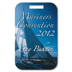 Polyspectrum (tm) - Poly Laminate Badge - Medium Rectangle - Full Color. Digital 4-color Process Print