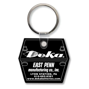 Sof-touch (tm) - Key Tag - Car Battery. Flexible; 17 Product Colors; Spot Color Screen Print