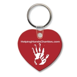 Sof-touch (tm) - Key Tag - Heart - Spot Color. Flexible; 17 Product Colors; Spot Color Screen Print