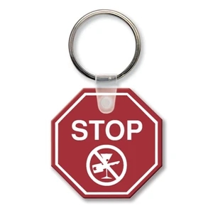 Sof-touch (tm) - Key Tag - Stop Sign - Spot Color. Flexible; 17 Product Colors; Screen Print