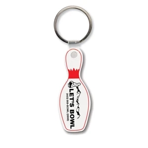 Sof-touch (tm) - Key Tag - Bowling Pin - Spot Color. Flexible; 17 Product Colors; Screen Print