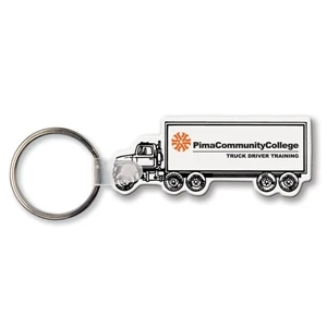 Sof-touch (tm) - Key Tag - Semi Truck - Spot Color. Flexible; 17 Product Colors; Screen Print