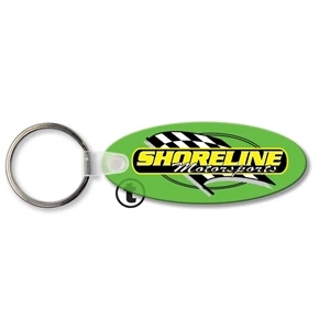 Sof-touch (tm) - Key Tag - Small Oval. Flexible; 17 Product Colors; Spot Color Screen Print