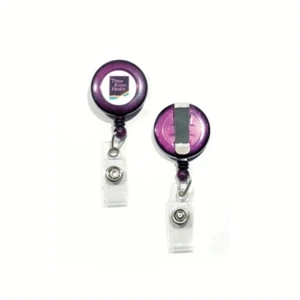 Retractable Pull Reel With Clear Domed Multi-color Label - Translucent Colors