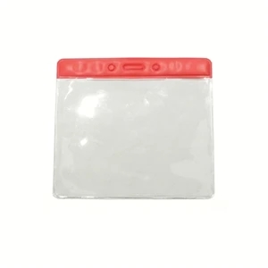 Vinyl Badge Holder With Color Strip 4 3/8" X 3 7/8" - Horizontal With Slot