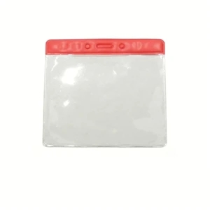 Vinyl Badge Holder With Color Strip 4 1/2" X 4 1/4" - Horizontal With Slot