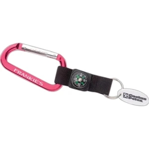 Compass Carabiner Key Holder With Web Strap, Split Ring And White Tag Disc