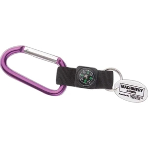 Compass Carabiner Key Holder With 2 1/8" X 15/16" Web-strap And Oval Disc