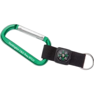Compass Carabiner Key Holder With 2 1/8" X 15/16" Web-strap, 3 1/8" X 1 5/8" X 1/4"