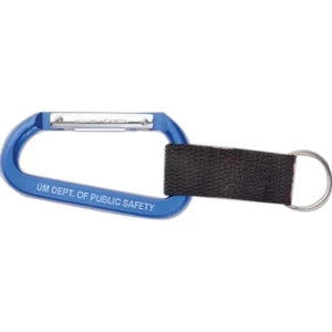 Carabiner Key Holder With 2" X 3/4" Webbed Strap And Split Ring Attachment