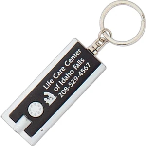 Button Light Key Holder With Split Ring Attachment, 2 3/16" X 15/16" X 1/4"