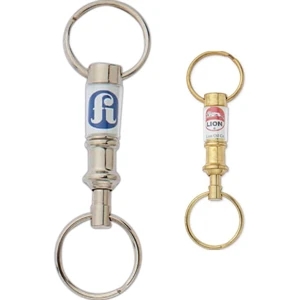 Silver - Double Ringed Metal Press-a-part Key Holder, Metal Construction