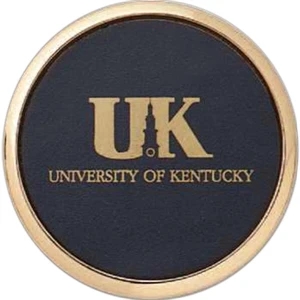 Nickel Plated - Zinc Die Cast Coaster With Leather Insert And Cork Base, 3 3/16" X 1/4"