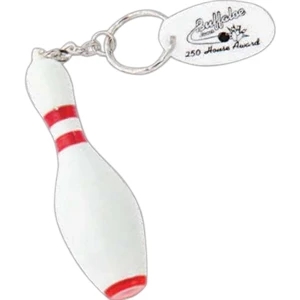 Bowling Pin Key Chain Unscrews To Reveal Pen, Plastic, 3 1/4" X 15/16" X 15/16"