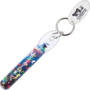 Cosmos - Wand Key Chain, Clear Wand With Blue Oil, 3 1/2" X 7/8" X 5/8"