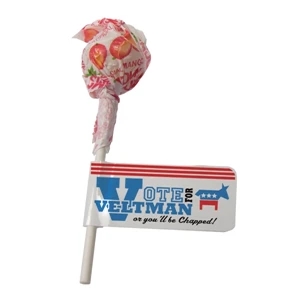Candy King - Dum Dum Pop With Flag. Dum Dum Lollipop With Four Color Flag Label