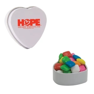 Mint Tin Maniacs - White Heart Tin With Gum. Chewing Gum In Heart Tin. Chickle Gum For Your Valentine