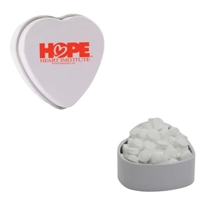 Mint Tin Maniacs - White Heart Tin With Sugar-free Mints. Sugar Free Peppermint Breath Mints In Tin