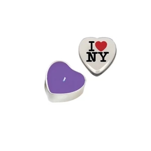 Candle Man - Heart Tin Soy Candle (lilac). Eco Friendly Heart Shaped Soy Candle In Snap Top Tin