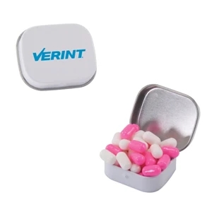 Mint Tin Maniacs - White Mini Mint Tin With Colored Bullet Candy. Colored Candy In Mint Tin
