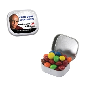 Mint Tin Maniacs - White Mini Mint Tin With Chocolate Littles. Chocolate Candy In Mint Tin