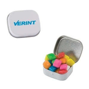 Mint Tin Maniacs - White Mini Mint Tin With Gum. Mint Tin Filled With Chewing Gum. A Chickle Gum Treat