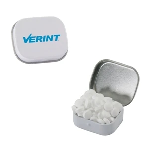 Mint Tin Maniacs - White Mini Mint Tin With Sugar-free Mints. Sugar Free Breath Mints In Candy Tin