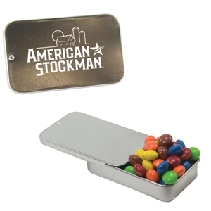 Mint Tin Maniacs - Slider Tin With Chocolate Littles Candy. Chocolate Candy In Candy Mint Tin