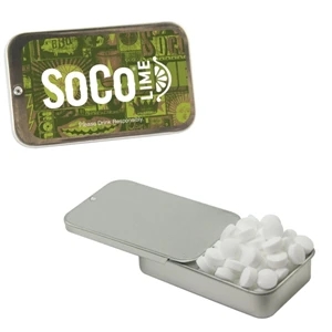 Mint Tin Maniacs - Silver Slider Tin With Sugar-free Mints. Sugar Free Breath Mints In Candy Mint Tin