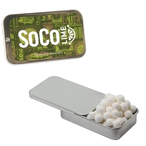 Mint Tin Maniacs - Silver Slider Tin With Signature Peppermints. Breath Mints In Candy Slider Mint Tin
