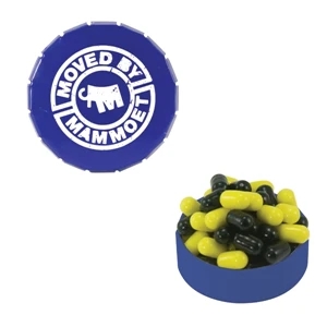 Mint Tin Maniacs - Small Blue Snap-top Mint Tin With Colored Bullet Candy. Colored Candy In Mint Tin
