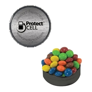 Mint Tin Maniacs - Small Black Snap-top Mint Tin With Chocolate Littles. Chocolate Candy In Mint Tin