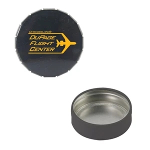 Mint Tin Maniacs - Small Empty Black Snap-top Mint Tin. Can Be Filled With Mints, Candy, Or Gum