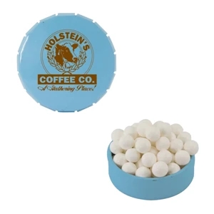Mint Tin Maniacs - Small Light Blue Snap-top Mint Tin With Signature Peppermints. Breath Mints In Tin