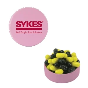 Mint Tin Maniacs - Small Pink Snap-top Mint Tin With Colored Bullet Candy. Colored Candy In Mint Tin