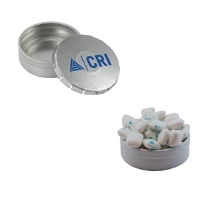 Mint Tin Maniacs - Silver Snap Top Tin Filled With Sugar Free Gum. Chewing Gum In Candy Mint Tin