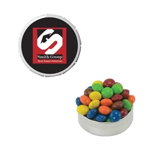 Mint Tin Maniacs - Small White Snap-top Mint Tin With Chocolate Littles. Chocolate Candy In Mint Tin