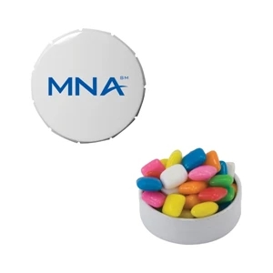 Mint Tin Maniacs - Small White Snap-top Mint Tin With Gum. Chewing Gum In Mint Or Candy Tin
