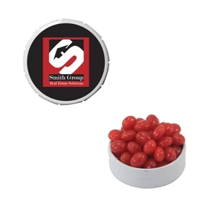 Mint Tin Maniacs - Small White Snap-top Mint Tin With Cinnamon Red Hots. Red Hot Candy In Mint Tin