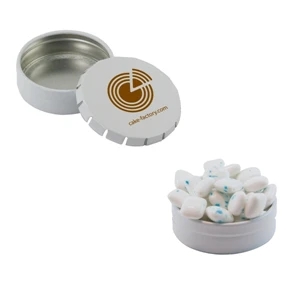 Mint Tin Maniacs - White Snap Top Tin Filled With Sugar Free Gum. Sugar Free Gum In Candy Mint Tin