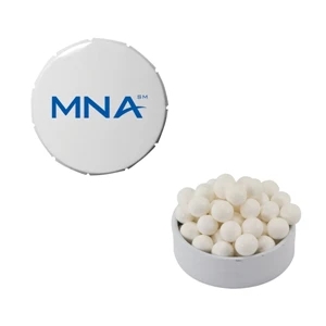 Mint Tin Maniacs - Small White Snap-top Mint Tin With Signature Peppermints. Breath Mints In Tin