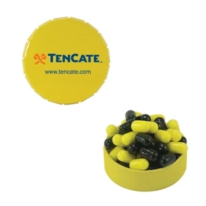 Mint Tin Maniacs - Small Yellow Snap-top Mint Tin With Colored Bullet Candy. Colored Candy In Mint Tin
