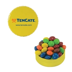 Mint Tin Maniacs - Small Yellow Snap-top Mint Tin With Chocolate Littles. Chocolate Candy In Mint Tin