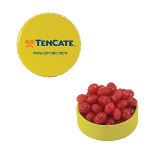 Mint Tin Maniacs - Small Yellow Snap-top Mint Tin With Cinnamon Red Hots. Cinnamon Red Hot Candy