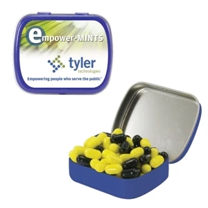Mint Tin Maniacs - Small Blue Mint Tin With Colored Bullet Candy. Colored Candy In Mint Tin