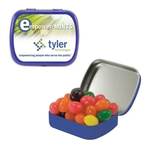 Mint Tin Maniacs - Small Blue Mint Tin With Jelly Beans. Candy Jelly Beans In Mint Tins