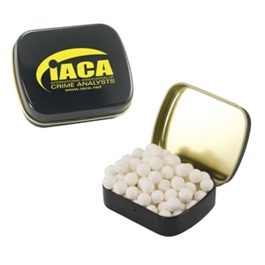 Mint Tin Maniacs - Small Black Mint Tin With Signature Peppermints. Breath Mints In Candy Tin
